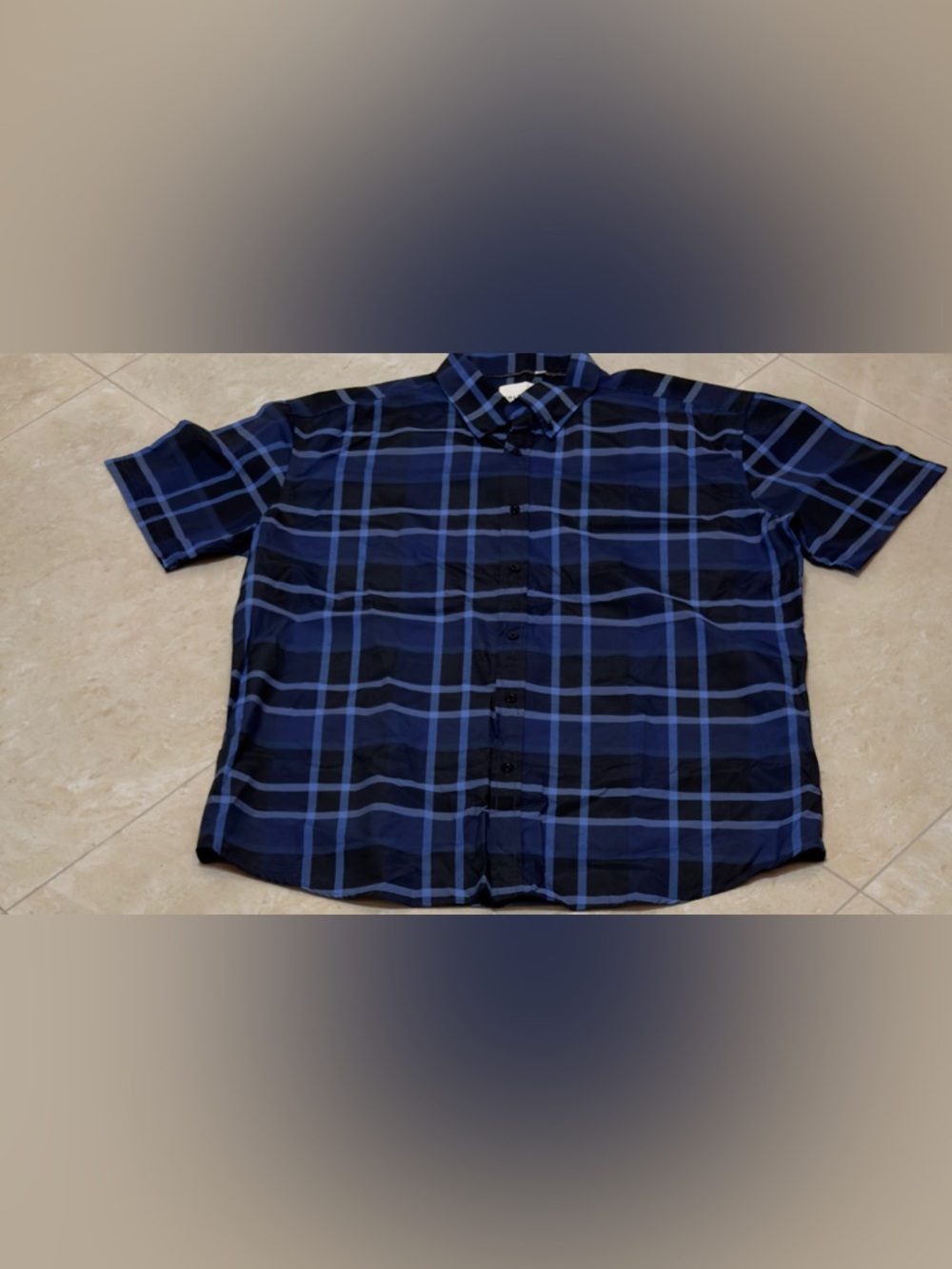 Holton Canvas Cloth Men's Blue Plaid Short-Sleeve Button-Down Shirt XXL